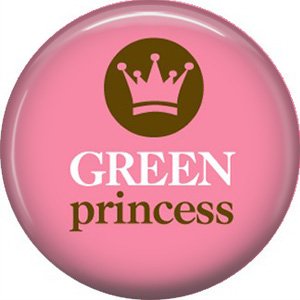 1 Inch Green Princess on Pink Background, Ecology Button Badge Pin - 1362
