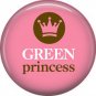 1 Inch Green Princess on Pink Background, Ecology Button Badge Pin - 1362