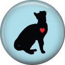 Cat with Heart, Cat is Love 1 Inch Pinback Button Badge Pin - 6194
