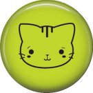 Cat Face on Green, Cat is Love 1 Inch Pinback Button Badge Pin - 6201