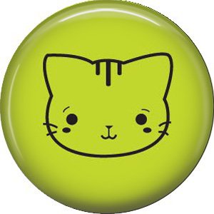 Cat Face on Green, Cat is Love 1 Inch Pinback Button Badge Pin - 6201