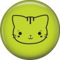 Cat Face on Green, Cat is Love 1 Inch Pinback Button Badge Pin - 6201