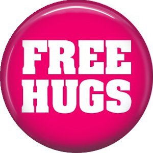 Free Hugs, 1 Inch Button Badge Pin of Fun Phrases - 1529