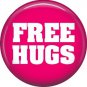 Free Hugs, 1 Inch Button Badge Pin of Fun Phrases - 1529