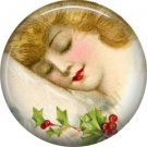Christmas Dreams, Vintage Christmas Scene 1 Inch Pin Back Button Badge - 1032