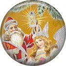 Santa, Vintage Christmas Scene 1 Inch Pin Back Button Badge - 1038