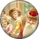 Children, Vintage Christmas Scene 1 Inch Pin Back Button Badge - 1040