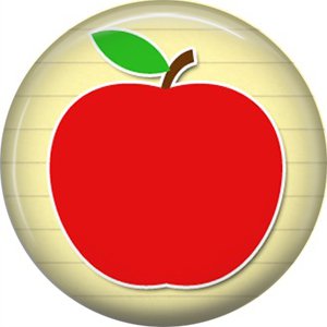1 Inch Apple, Teacher Appreciation Button Badge Pin - 0852