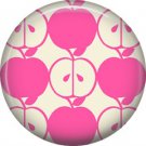 1 Inch Pink Whole and Half Apple Pattern, Teacher Appreciation Button Badge Pin - 0853
