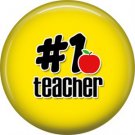 1 Inch #1 Teacher on Yellow Background, Teacher Appreciation Button Badge Pin - 0867