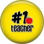 1 Inch #1 Teacher on Yellow Background, Teacher Appreciation Button Badge Pin - 0867