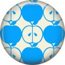 1 Inch Blue Whole and Half Apple Pattern, Teacher Appreciation Button Badge Pin - 0879