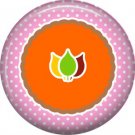 Fall Leaves on Pink Polka Dot Background, 1 Inch Thanksgiving Pinback Button - 3070