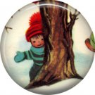 Mid Century Retro Christmas Image on a 1 inch Button Badge Pin - 3088