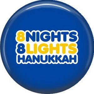 8 Nights 8 Lights on Dark Blue Background, 1 Inch Happy Hannukkah Pinback Button Badge Pin - 3058