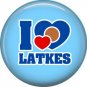 I Love Latkes on Light Blue Background, 1 Inch Happy Hannukkah Pinback Button Badge Pin - 3059