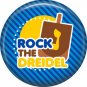 Rock the Dreidel on Dark Blue Background, 1 Inch Happy Hannukkah Pinback Button Badge - 3060