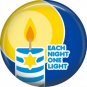 Each Night One Light on Dark Blue Background, 1 Inch Happy Hannukkah Pinback Button Badge - 3062