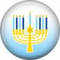 Menorah on Blue Background, 1 Inch Happy Hannukkah Pinback Button Badge - 3061