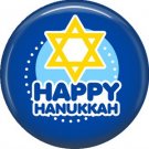 Happy Hanukkah on Dark Blue Background, 1 Inch  Pinback Button Badge Pin - 3064