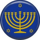 Menorah with Star of David, 1 Inch Hanukkah Pinback Button Badge Pin - 3067