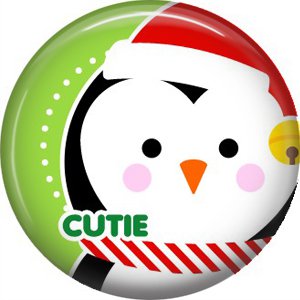 Cutie Santa Penguin, 1 Inch Be Merry Christmas Button Badge Pinback - 3037