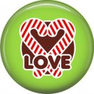 Candy Cane Heart Love, 1 Inch Be Merry Pinback Button Badge Pin - 3047