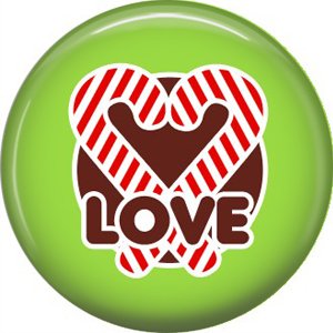 Candy Cane Heart Love, 1 Inch Be Merry Pinback Button Badge Pin - 3047