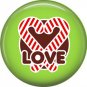 Candy Cane Heart Love, 1 Inch Be Merry Pinback Button Badge Pin - 3047