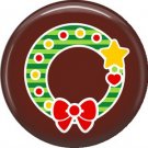 Wreath with Star, 1 Inch Be Merry Pinback Button Badge Pin - 3048