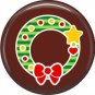 Wreath with Star, 1 Inch Be Merry Pinback Button Badge Pin - 3048