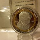1706-1790 Proof 50mm Life of Franklin "The Inventor" Silver & Gold Coin