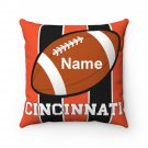 Personalized Football CINCINNATI Throw, Sofa, Couch Square Pillow CASE ONLY