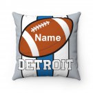 Personalized Football DETROIT Throw, Sofa, Couch Square Pillow CASE ONLY