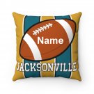 Personalized Football JACKSONVILLE Throw, Sofa, Couch Square Pillow CASE ONLY