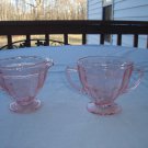 Jeanette Glass Sunflower pink sugar and creamer