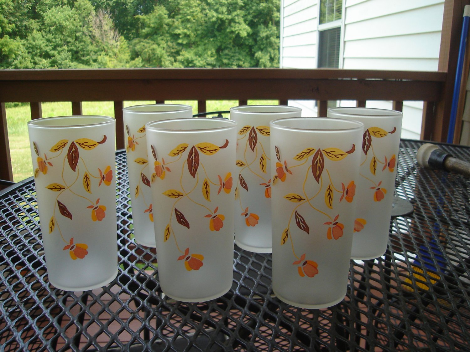 Set of 6 Autumn Leaf Jewel Tea glasses by Libbey