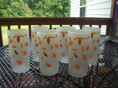 Set of 6 Autumn Leaf Jewel Tea glasses by Libbey