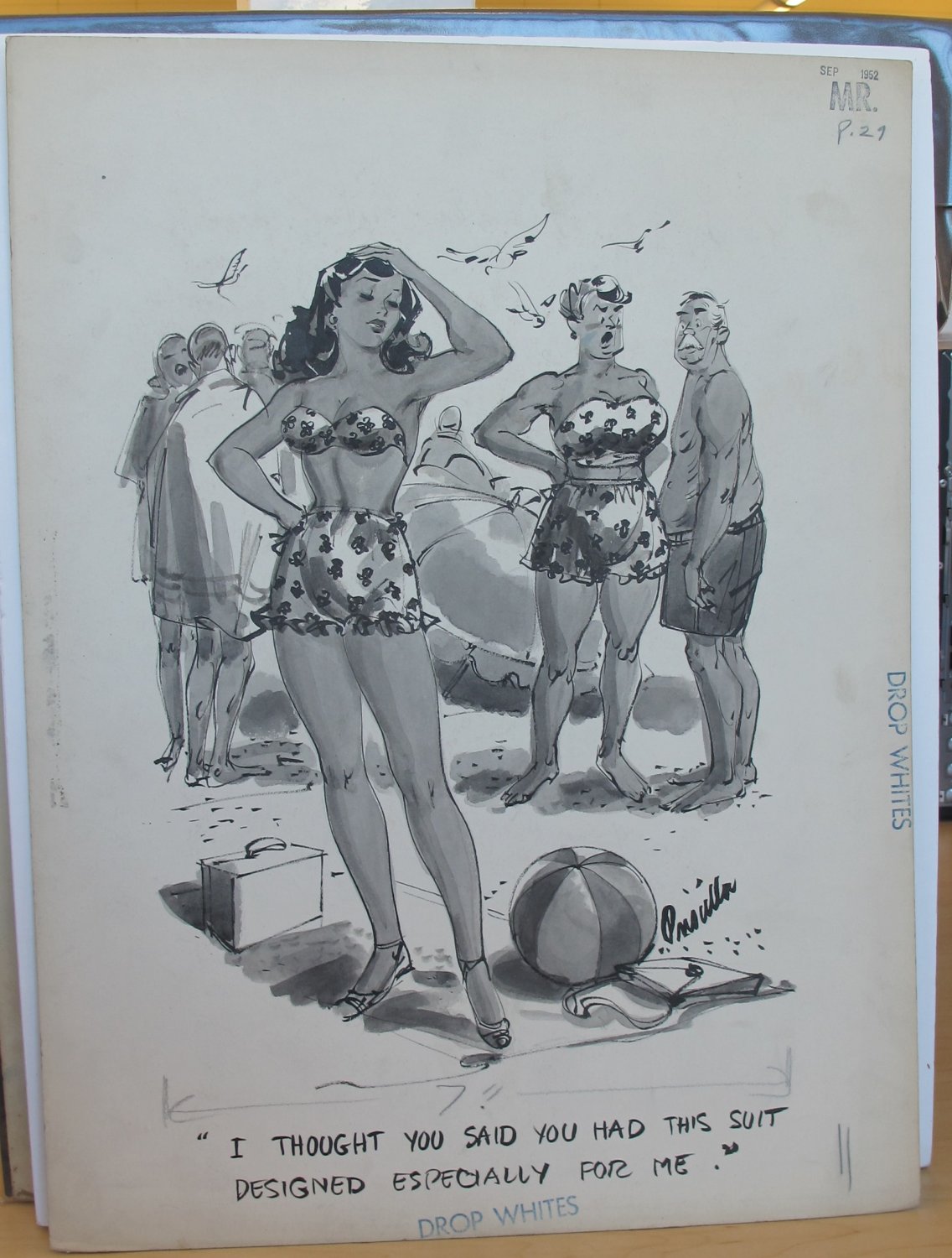 Original Artwork Louis Priscilla for Mr. September 1952 Adult Cartoon illustration