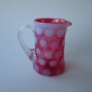 Fenton Cranberry opalescent Coin Dot creamer