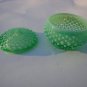 Rare Fenton Green Opalescent Green Hobnail Powder Jar