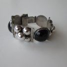 1940's Mexican Silver and Black Onyx Cabachon Bracelet