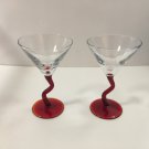 Libbey Red Stem Z Shaped Martini Cocktail Glass Set Of 4