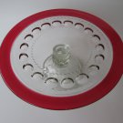 Tiffin Kings Crown Cake stand clear with ruby edge Vintage