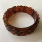 Vintage Pierce amber Root Beer Flora Carved Bangle