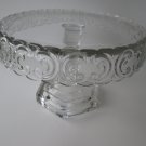 Imperial Glass Clear Scroll Cake Stand Salver 1960's