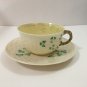 Belleek Shamrock Tea Cup & Saucer Green  Mark
