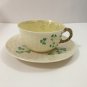 Belleek Shamrock Tea Cup & Saucer Green  Mark