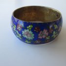 Wide Lapis Blue Floral Cloisonne Bangle