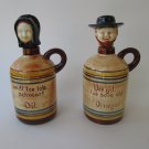 Pennsbury Amish Couple Oil  and Vinegar bottles Folk Art